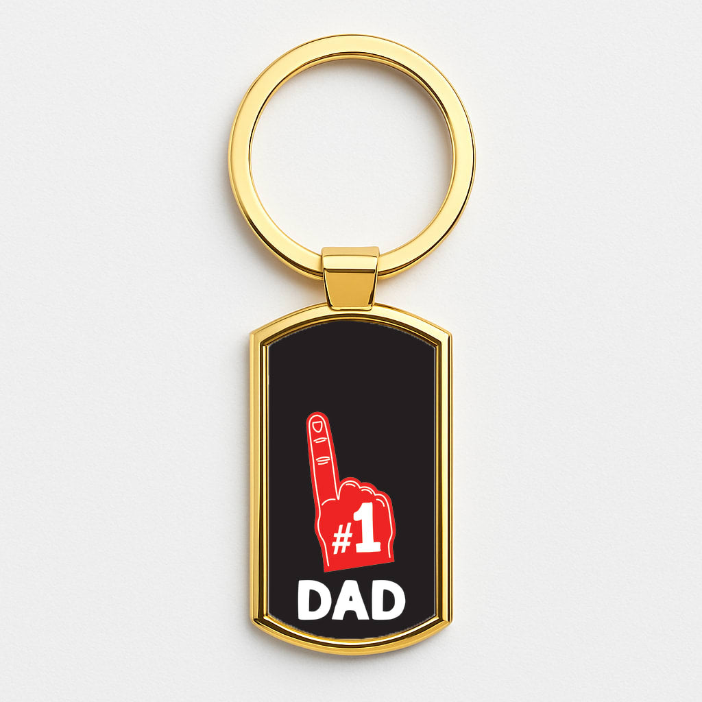 #1 Dad Foam Finger Gold Keyring