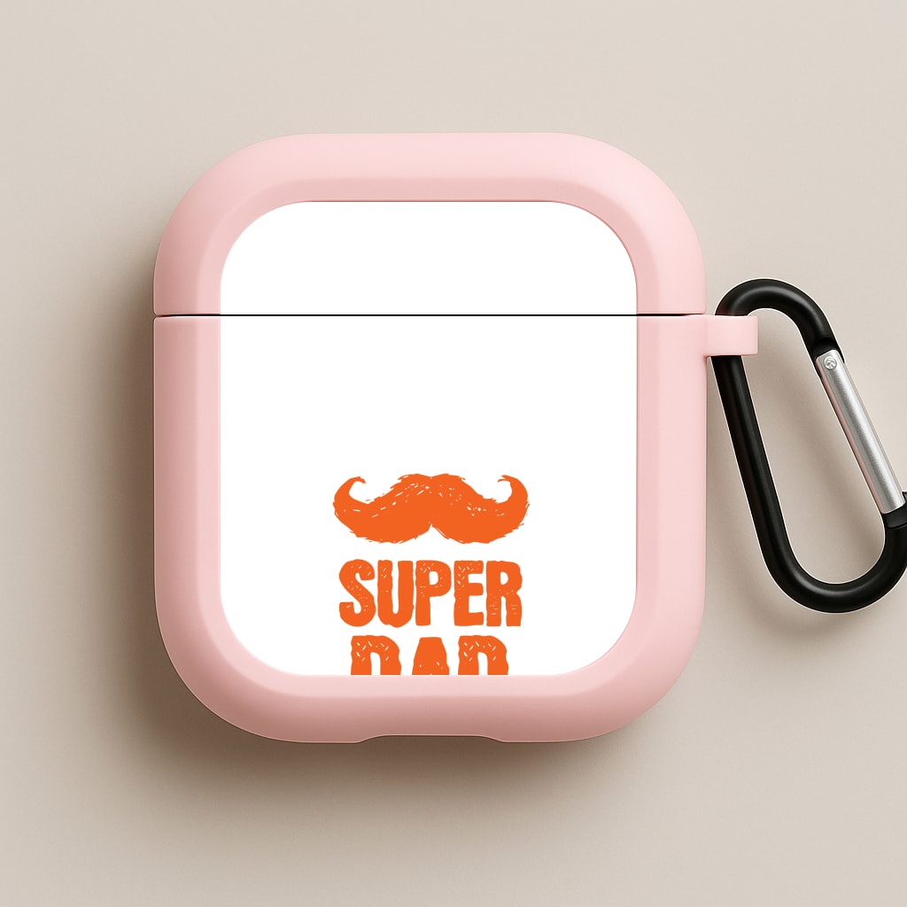 Moustache Super Dad Orange Pink AirPods Case