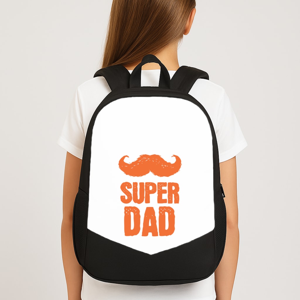 Moustache Super Dad Orange Backpack