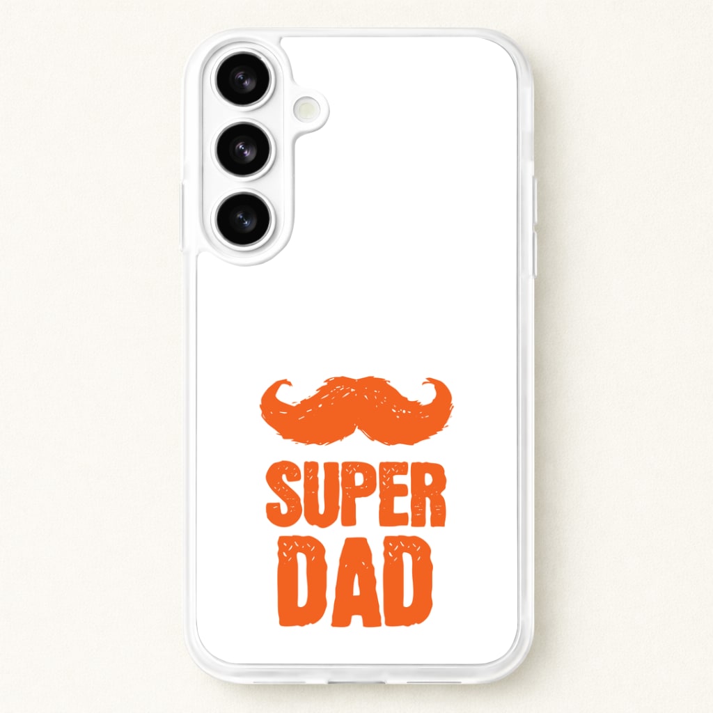 Moustache Super Dad Orange Phone Case for Galaxy S26 Plus