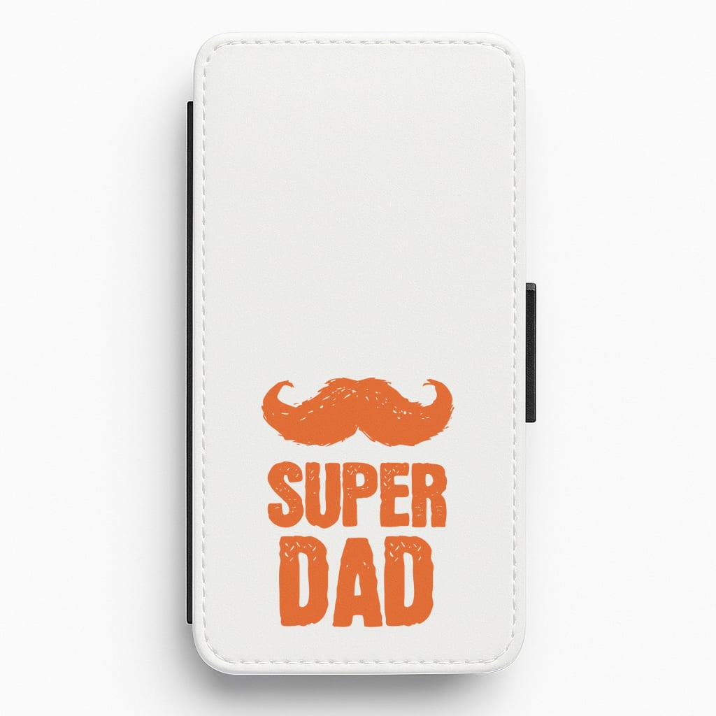 Moustache Super Dad Orange Flip / Wallet Phone Case