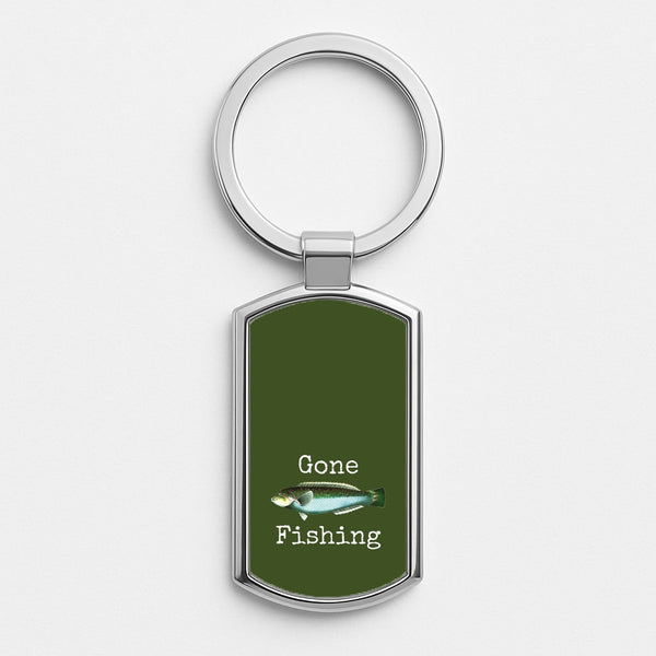 Gone Fishing Silver Keyring