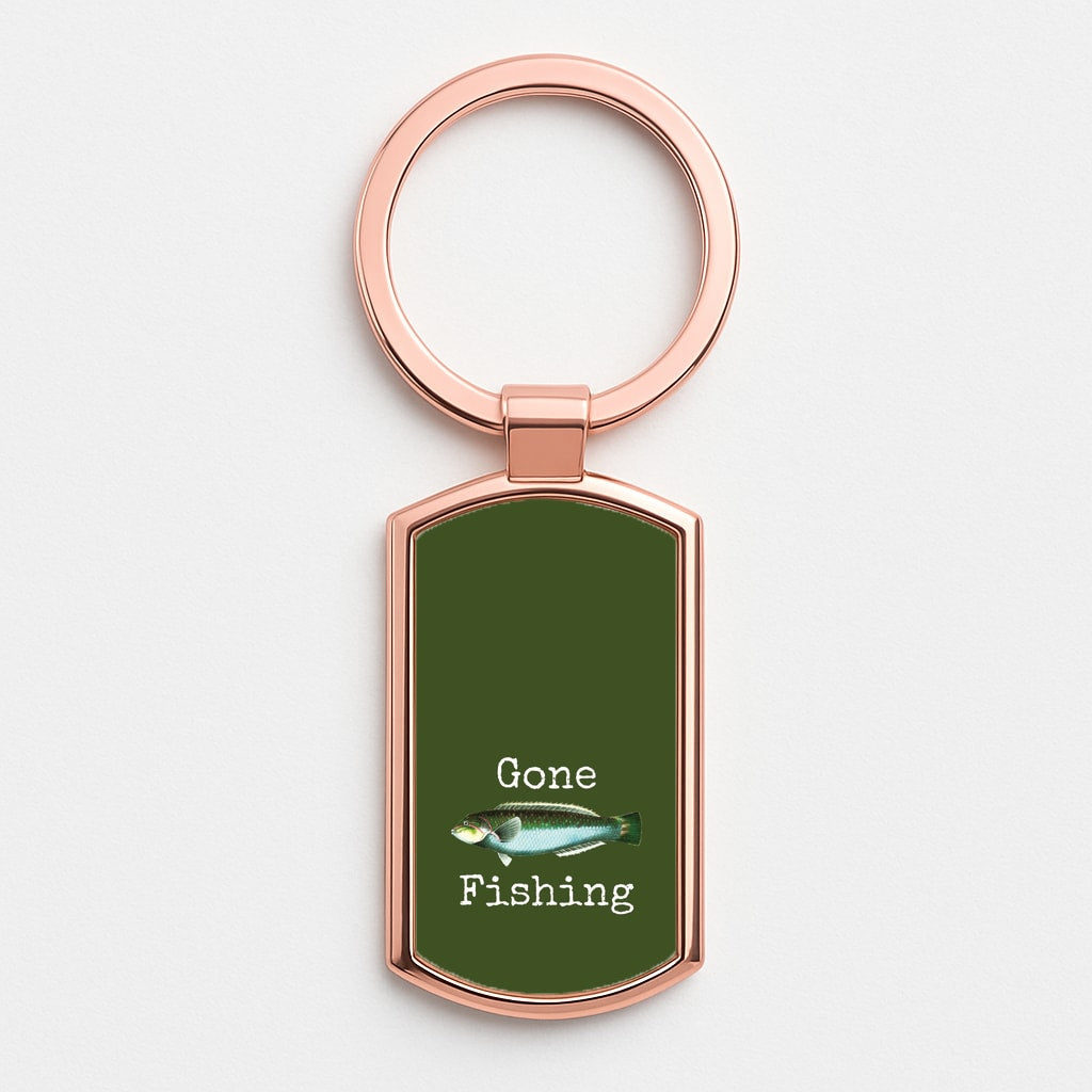Gone Fishing  Rose Gold Keyring