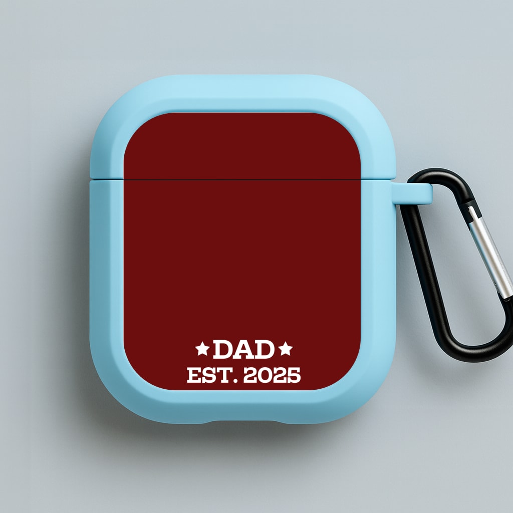Dad Est 2025 Blue AirPods Case