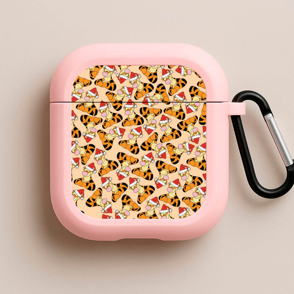 Tiger Pattern Christmas Pink AirPods Case