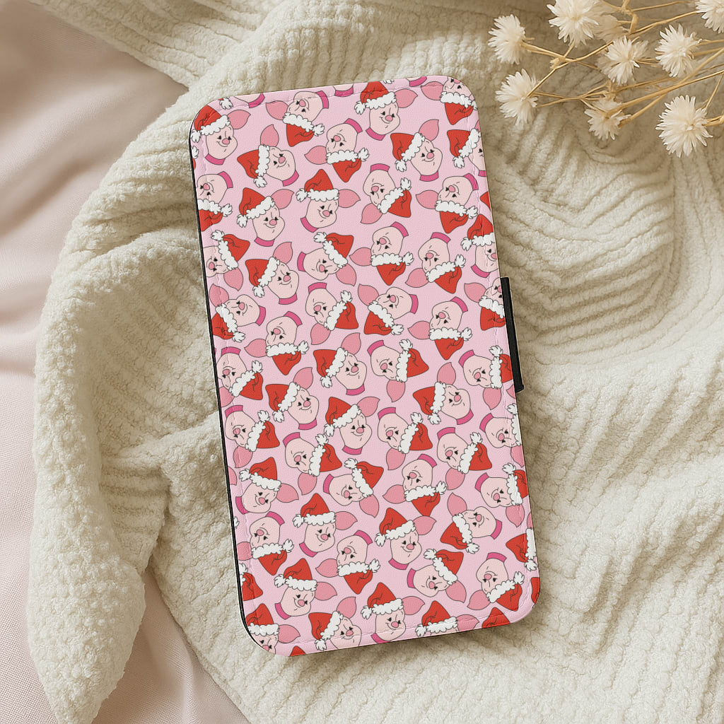 Pig Pattern Christmas Wallet Phone Case