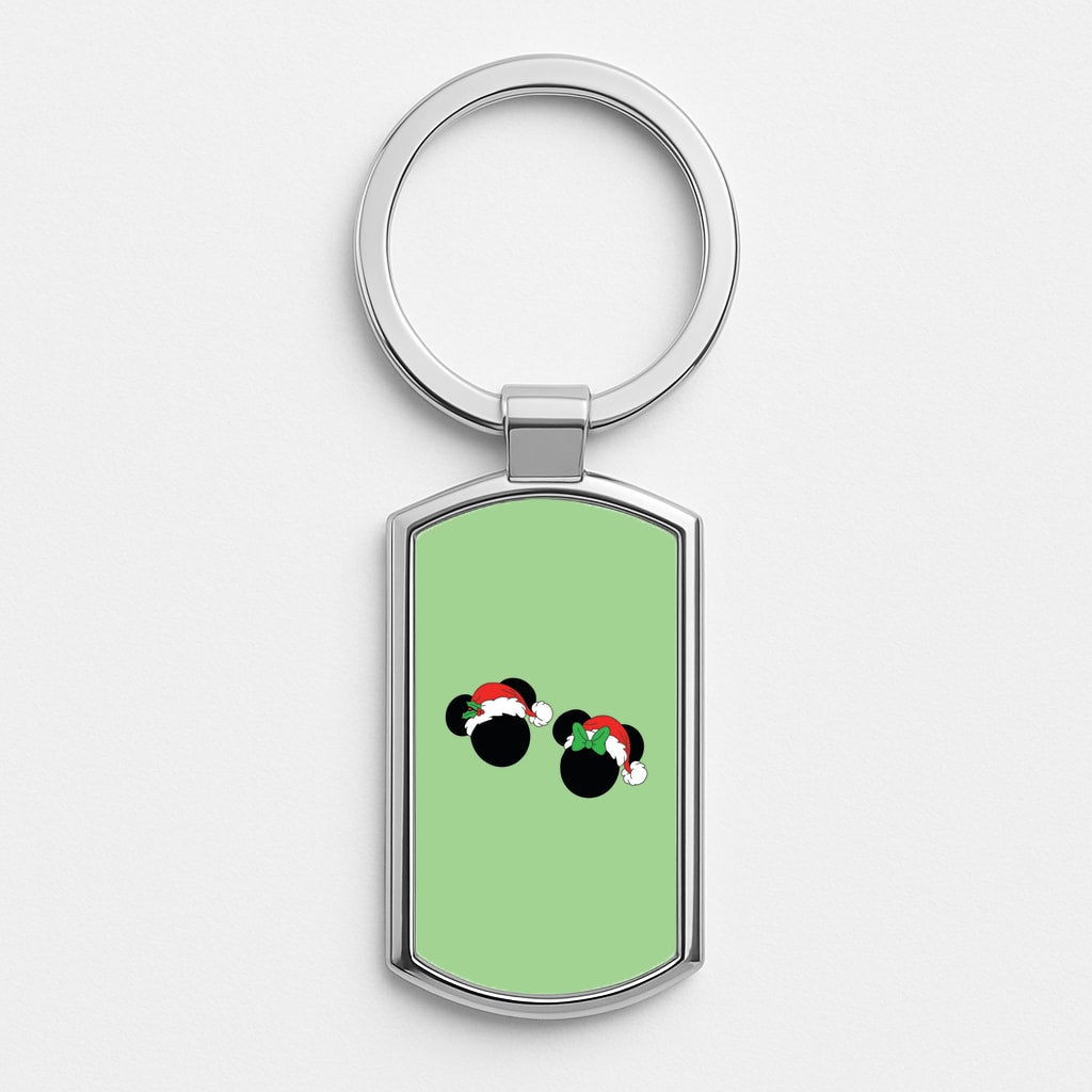 Festive Mice Christmas Silver Keyring