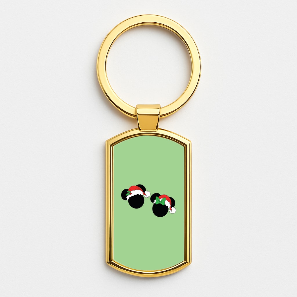 Festive Mice Christmas Gold Keyring