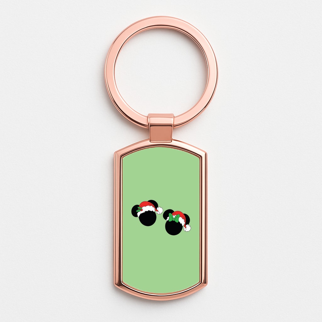 Festive Mice Christmas Rose Gold Keyring