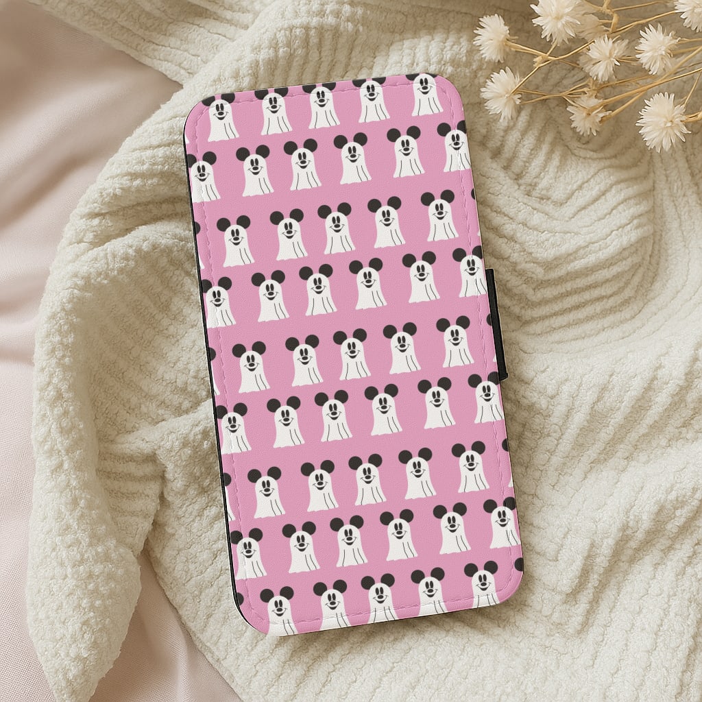 Mouse Ghost Pattern Halloween Wallet Phone Case
