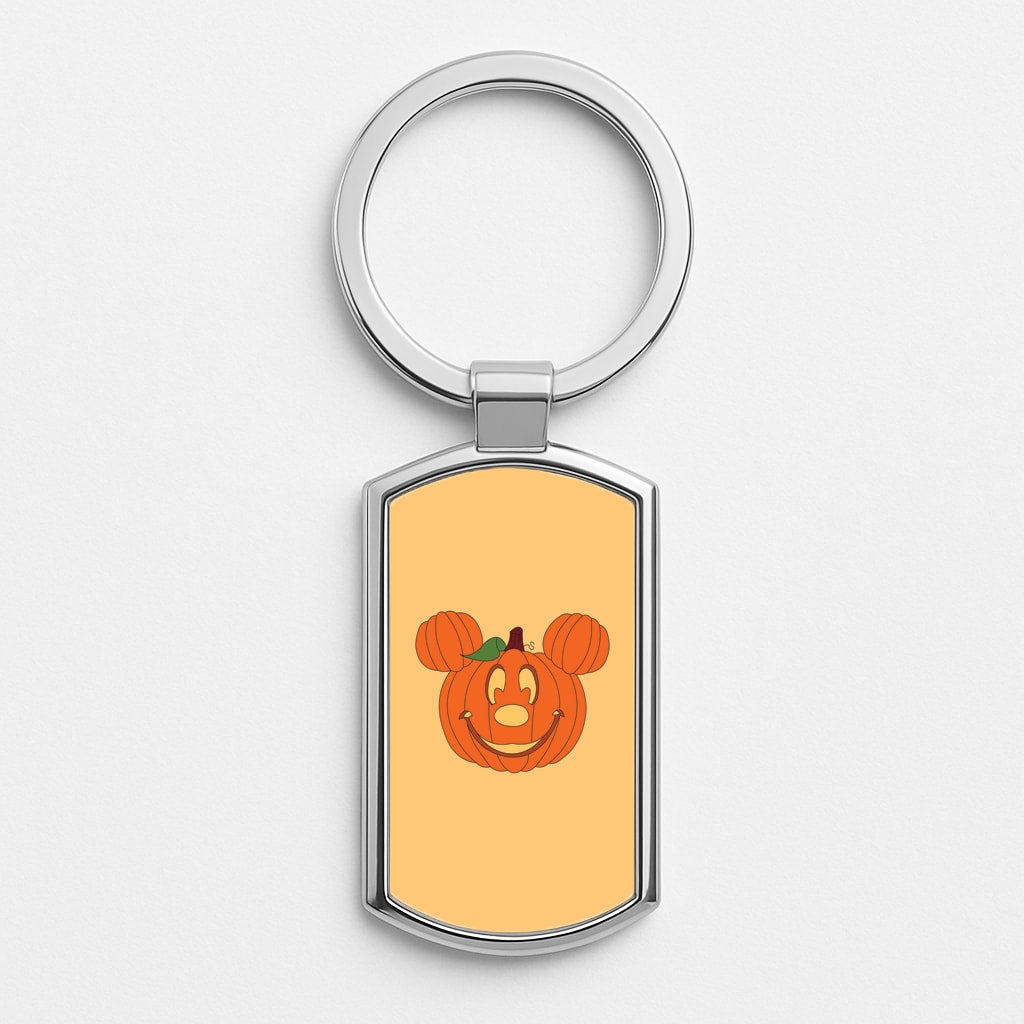 Mouse Pumpkin Halloween Silver Keyring