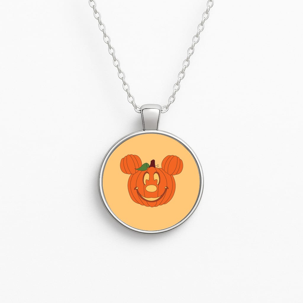 Mouse Pumpkin Halloween Circle Necklace