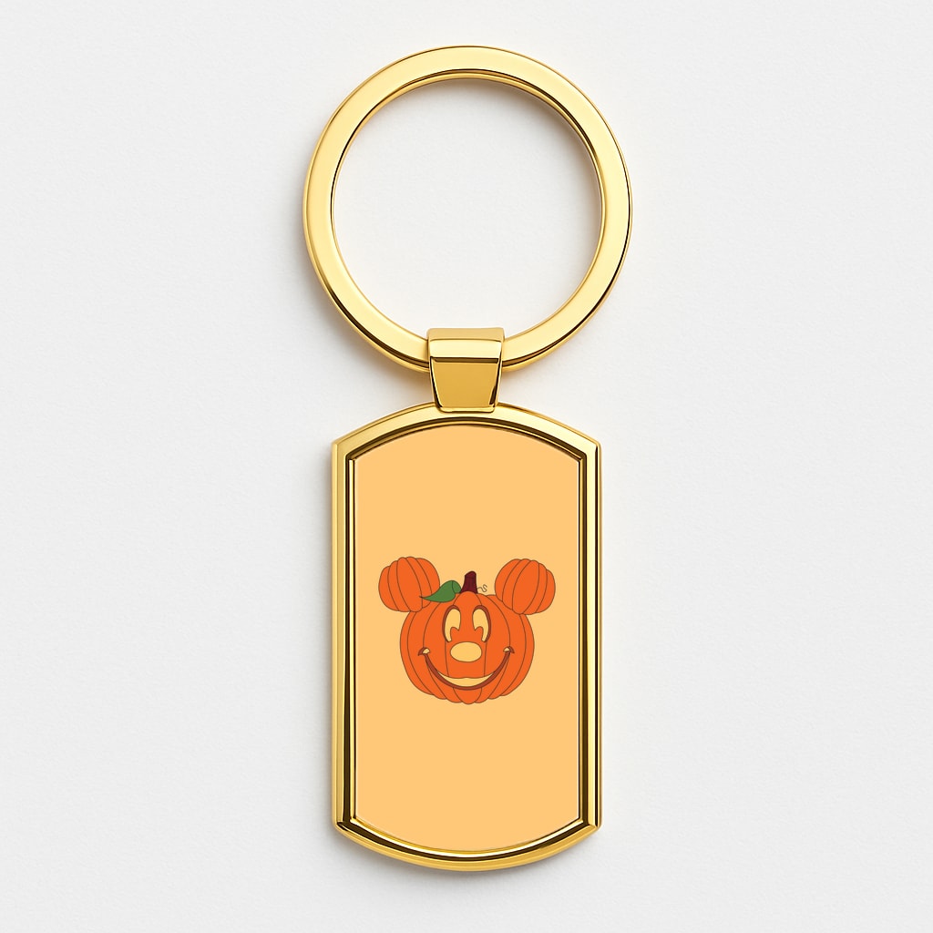 Mouse Pumpkin Halloween Gold Keyring