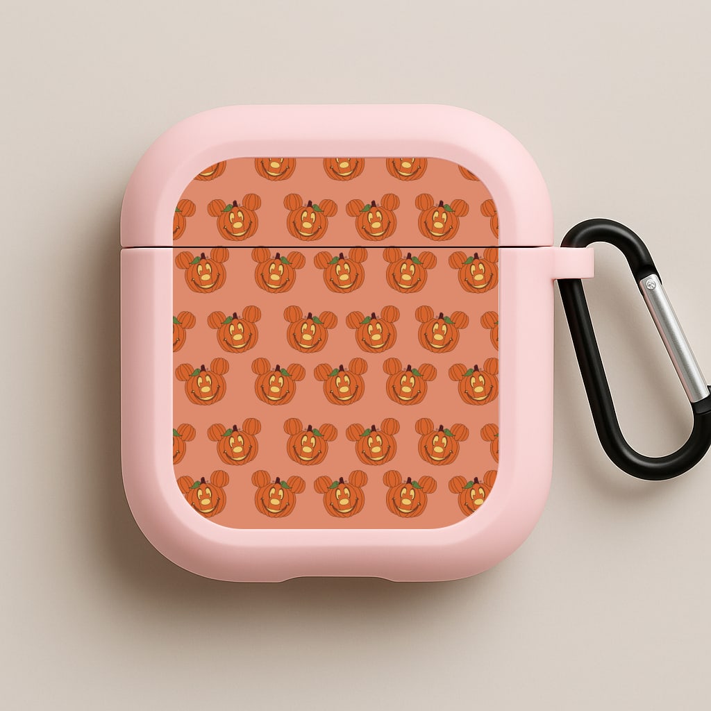 Mouse Pumpkin Pattern Halloween Pink AirPods Case