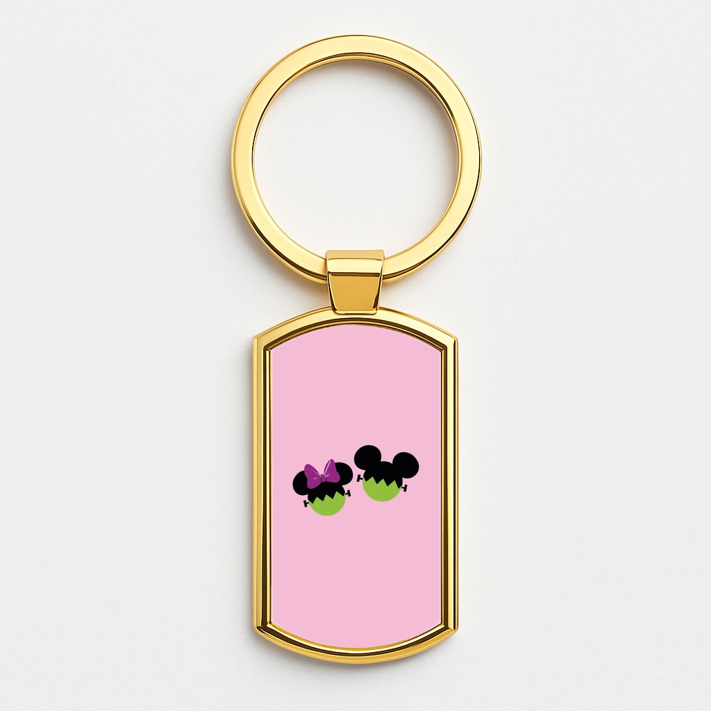 Frankenstein Mice Halloween Gold Keyring