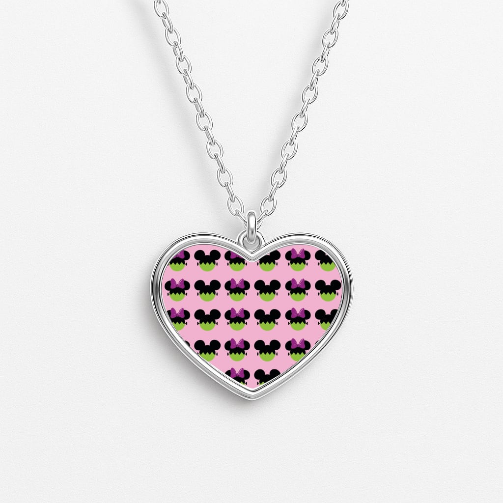 Frankenstein Mice Pattern Halloween Heart Necklace