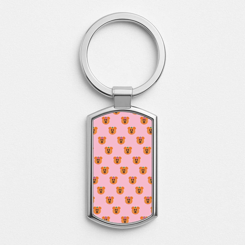 Female Mouse Pumpkin Pattern Halloween Silver Keyring