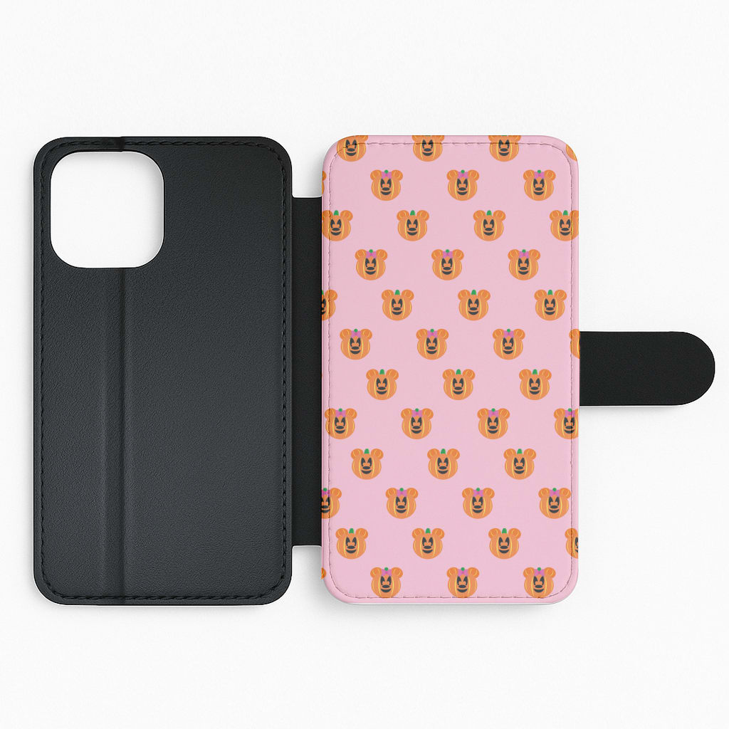 Female Mouse Pumpkin Pattern Halloween Flip Phone Case