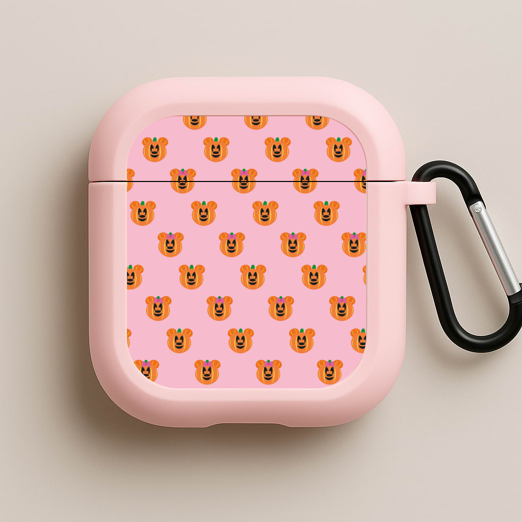 Female Mouse Pumpkin Pattern Halloween Pink AirPods Case