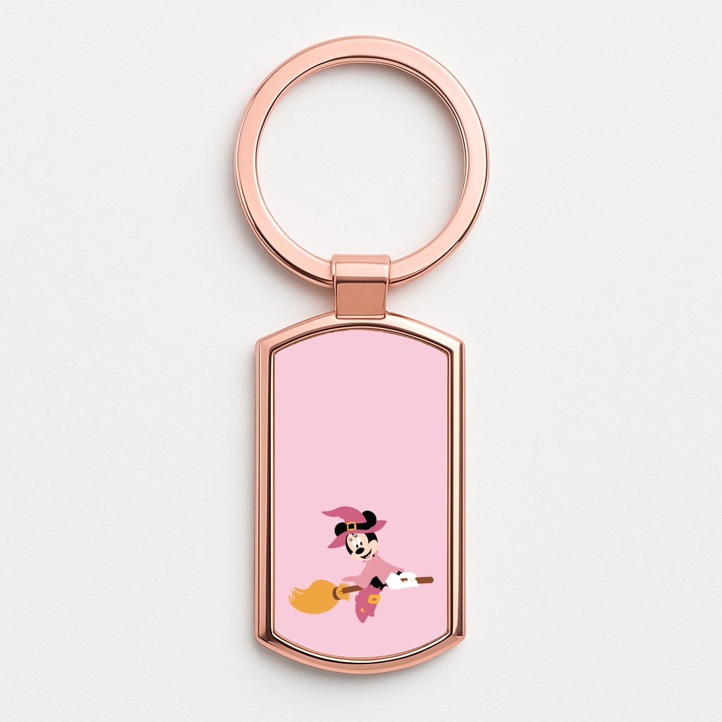 Witch Female Mouse Halloween Rose Gold Keyring