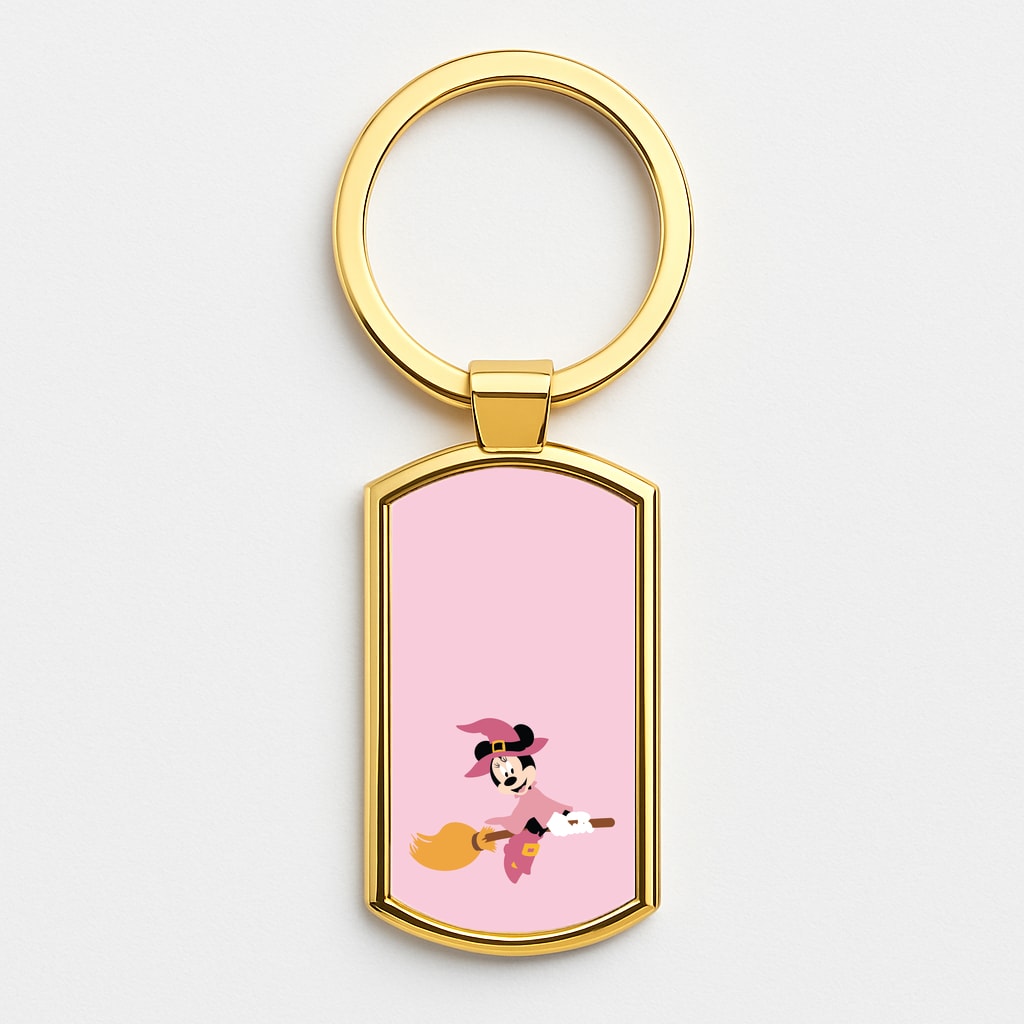 Witch Female Mouse Halloween Gold Keyring