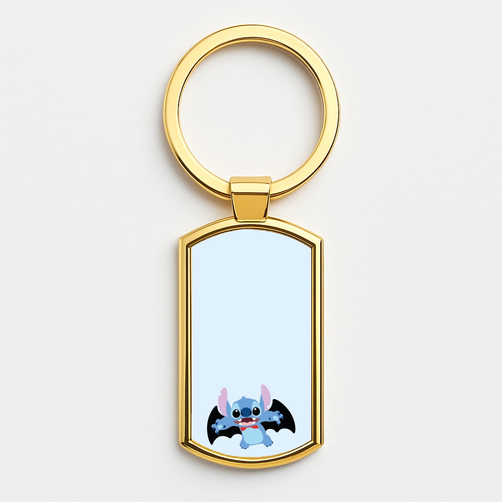 Vampire Alien Blue Halloween Gold Keyring