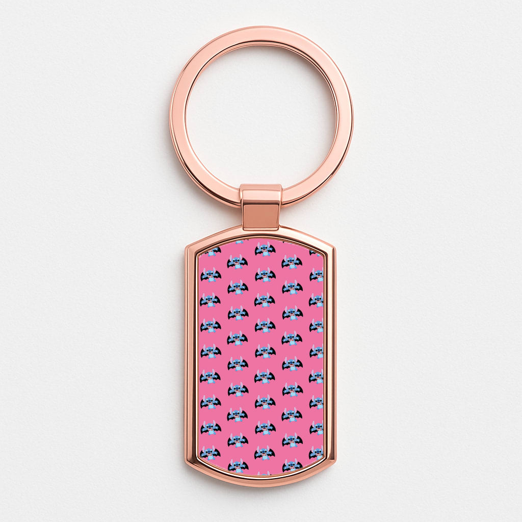 Vampire Alien Blue Pattern Halloween Rose Gold Keyring