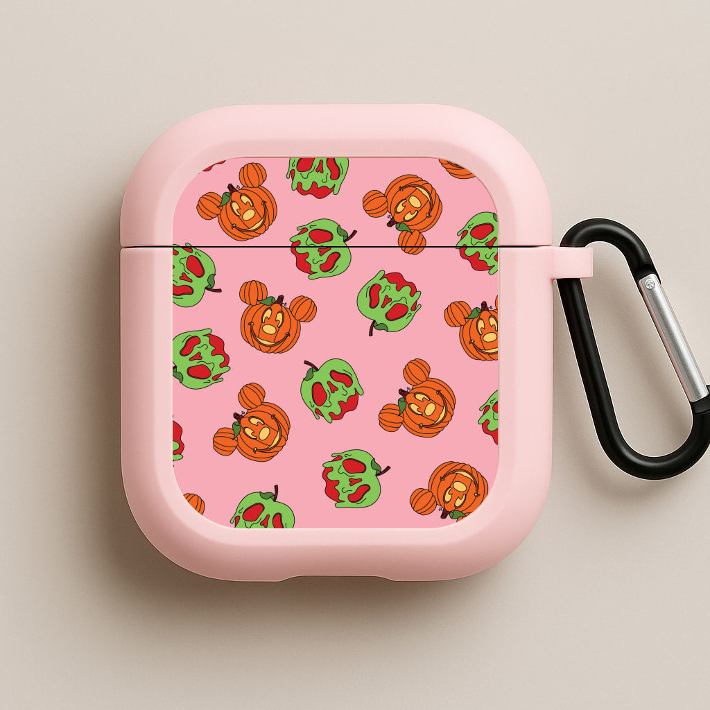 Pumpkin Mouse And Poison Apple Pattern Pink AirPods Case