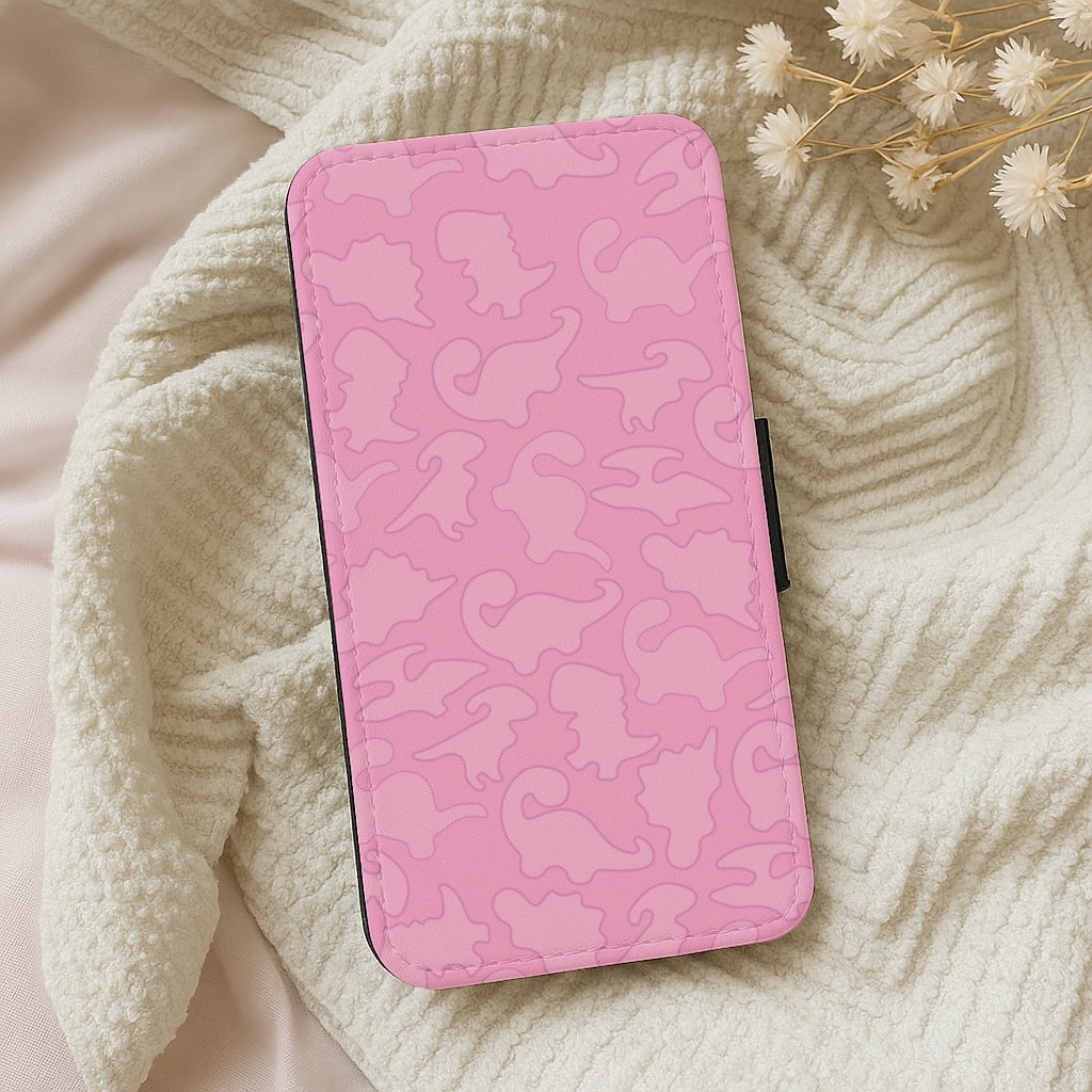 Pink Pattern - Dinosaurs Wallet Phone Case