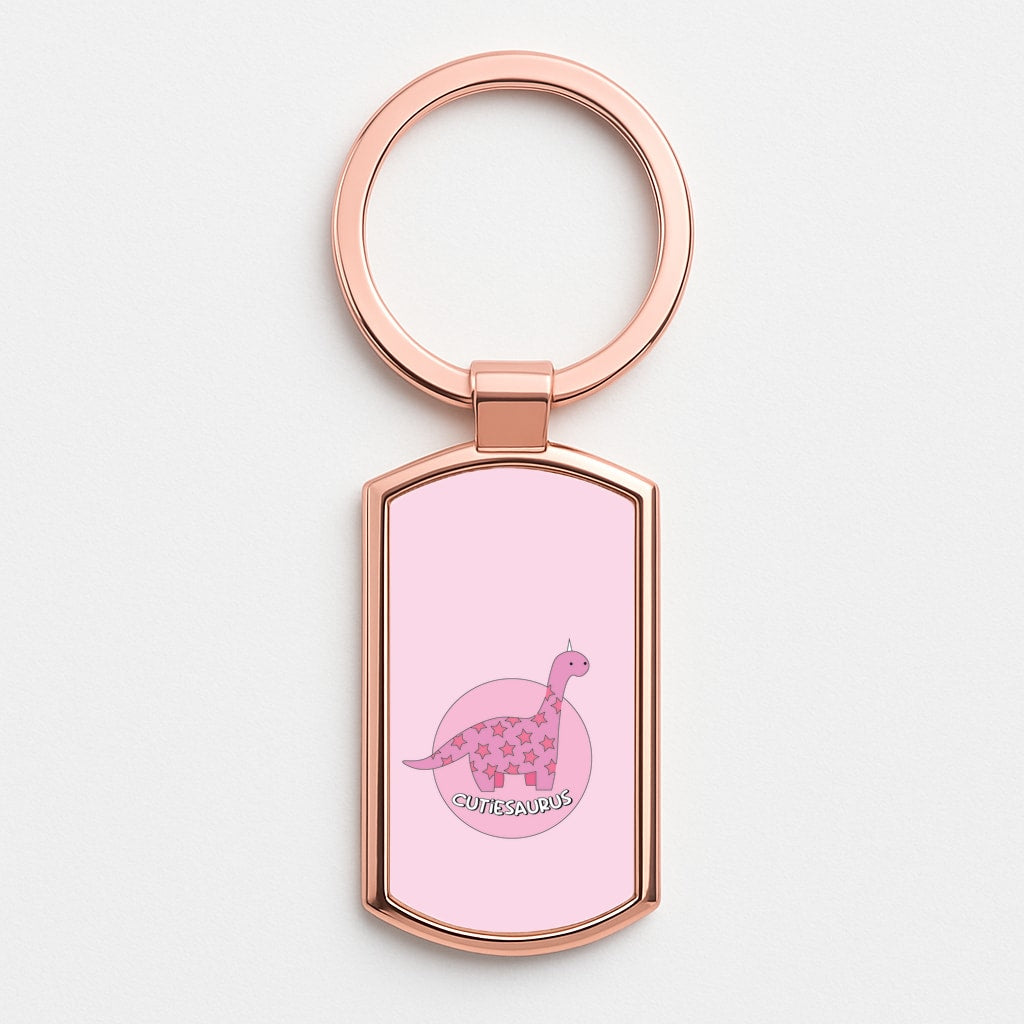 Cutiesaurus - Dinosaurs Rose Gold Keyring