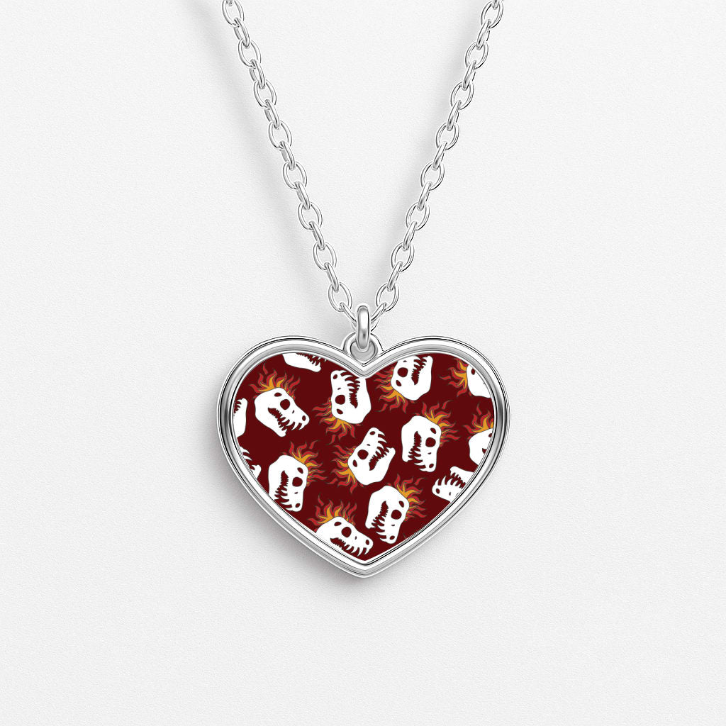 Bone Pattern - Dinosaurs Heart Necklace