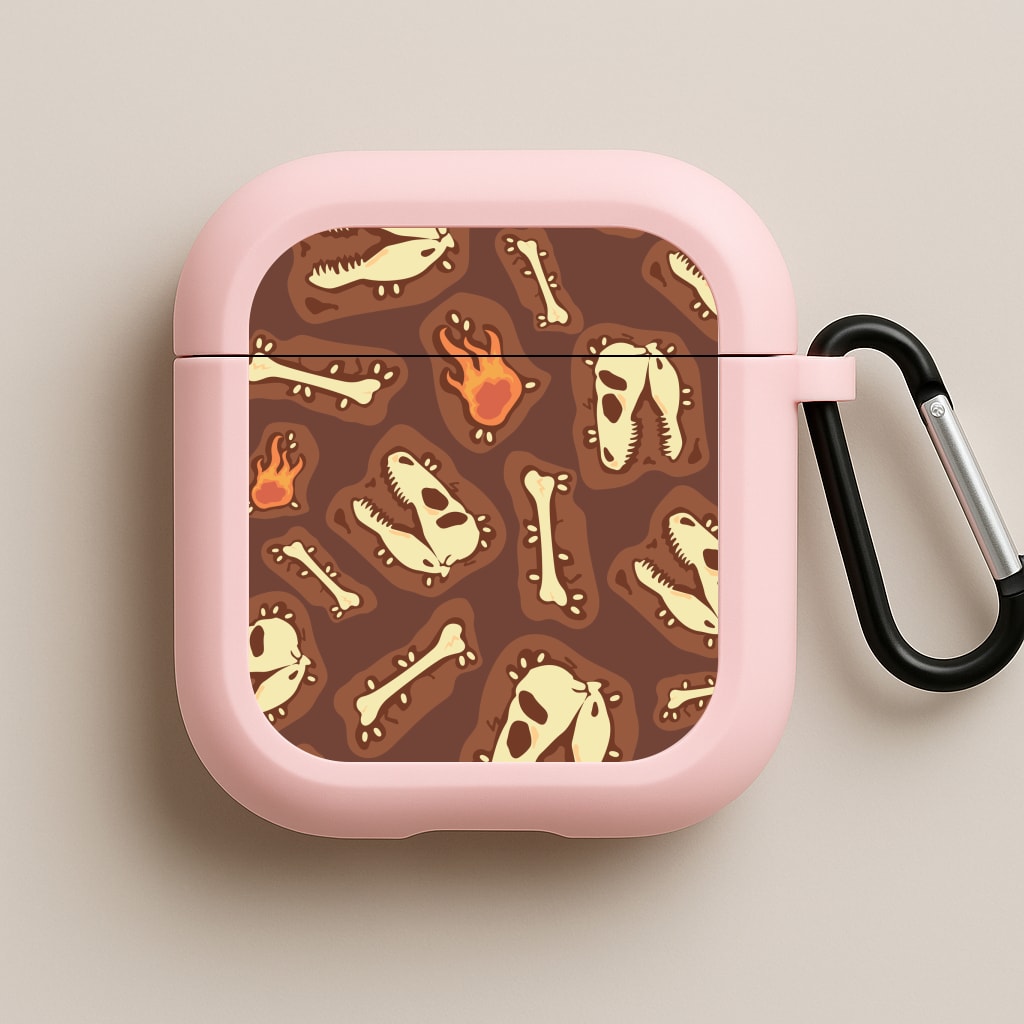 Bones And Skulls - Dinosaurs Pink AirPods Case