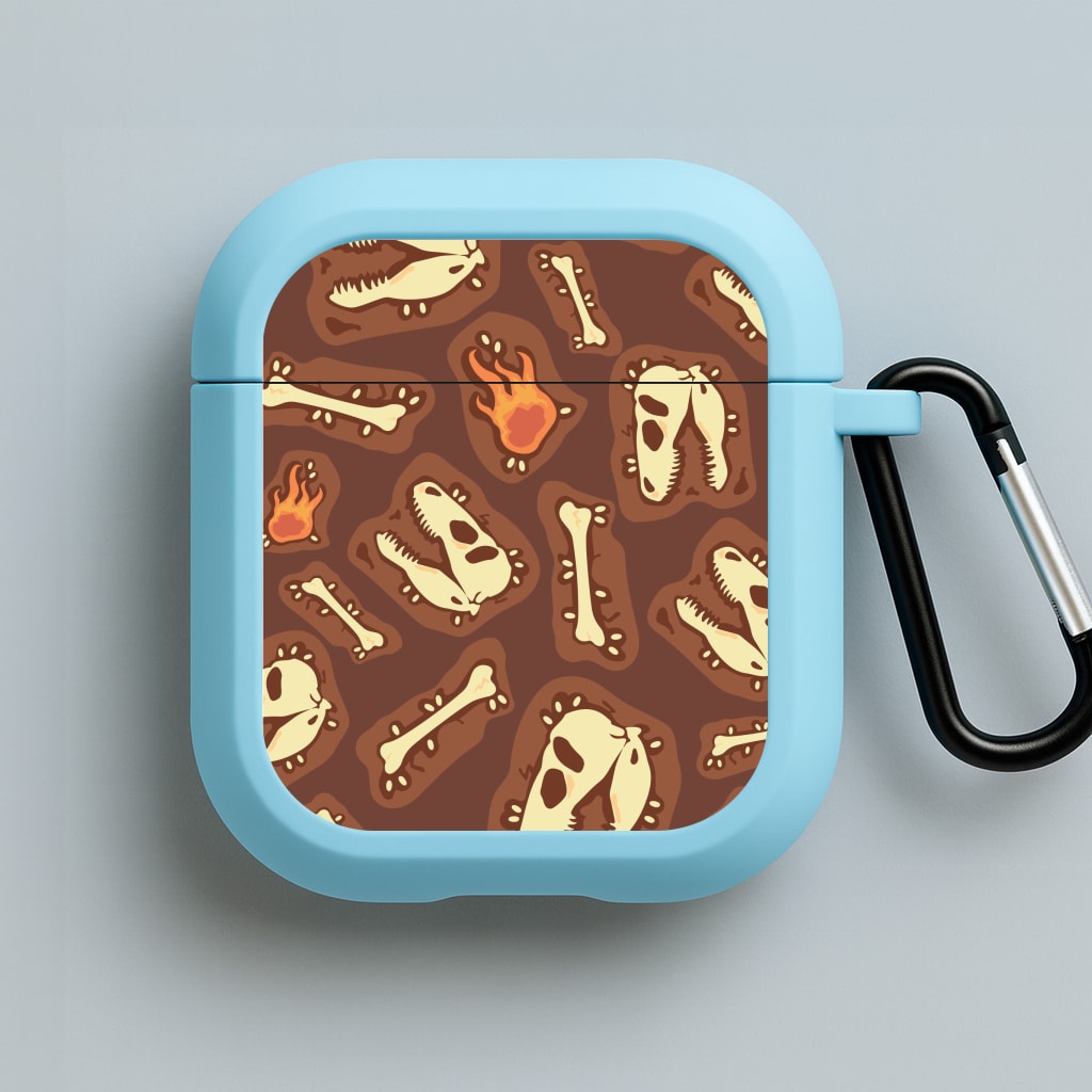 Bones And Skulls - Dinosaurs Blue AirPods Case