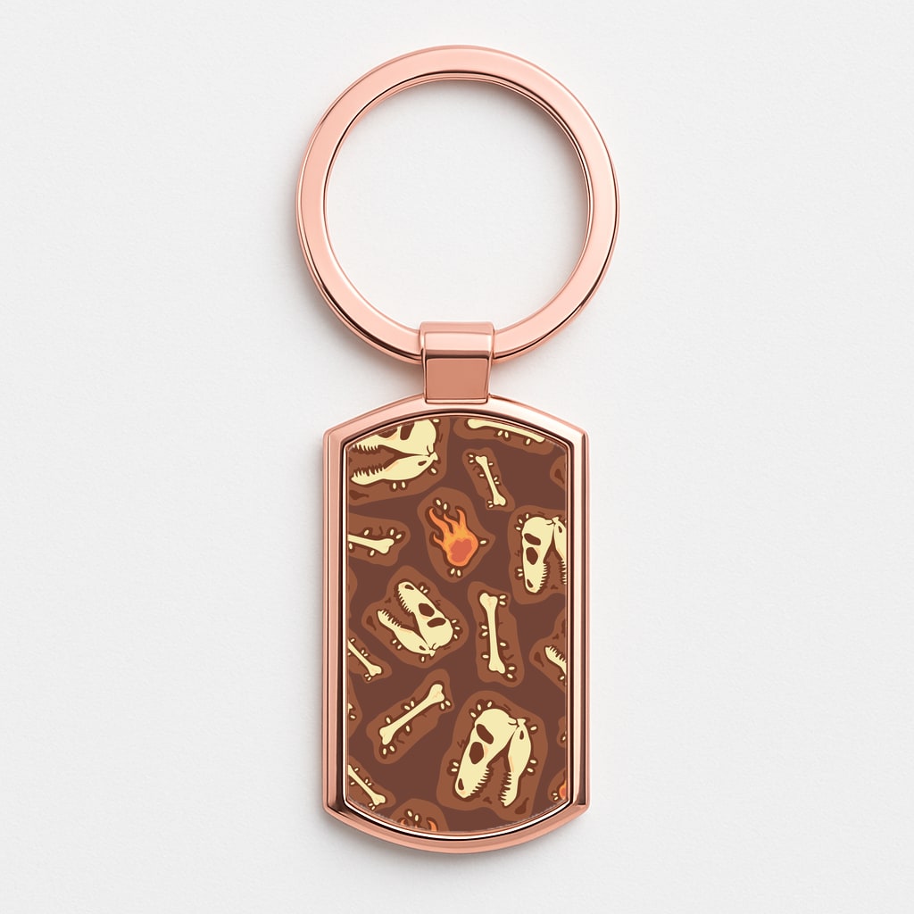 Bones And Skulls - Dinosaurs Rose Gold Keyring