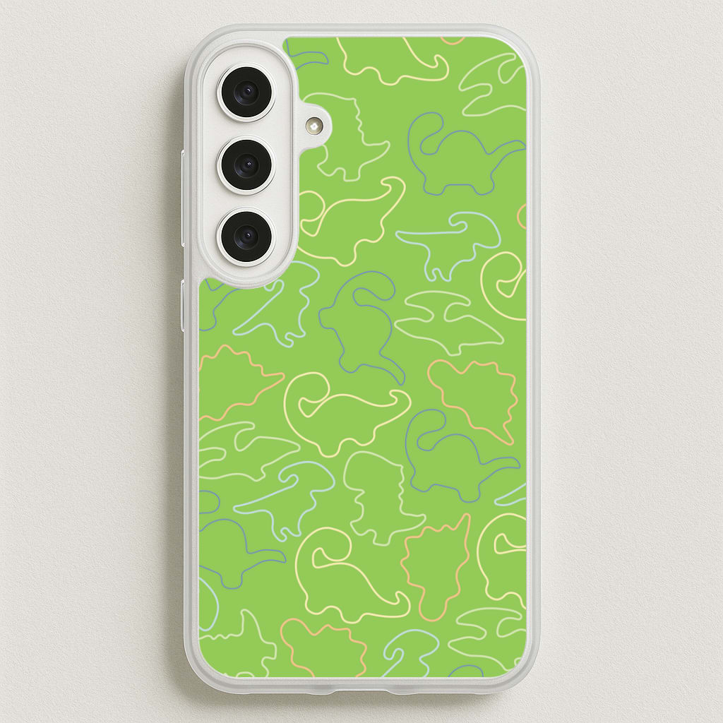 Outline Pattern - Dinosaurs Phone Case for Galaxy S25FE