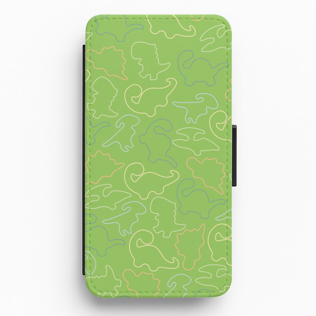 Outline Pattern - Dinosaurs Flip / Wallet Phone Case