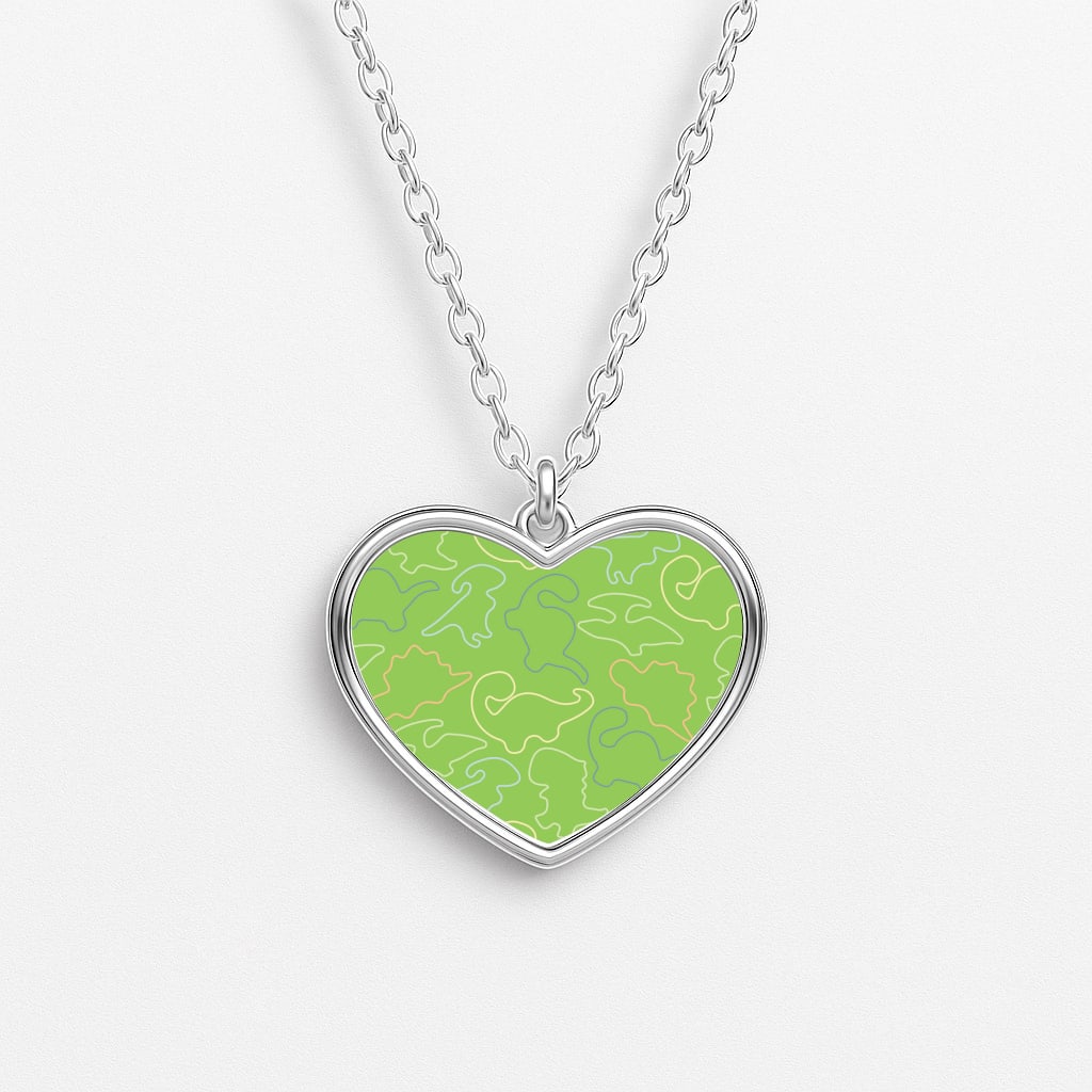 Outline Pattern - Dinosaurs Heart Necklace