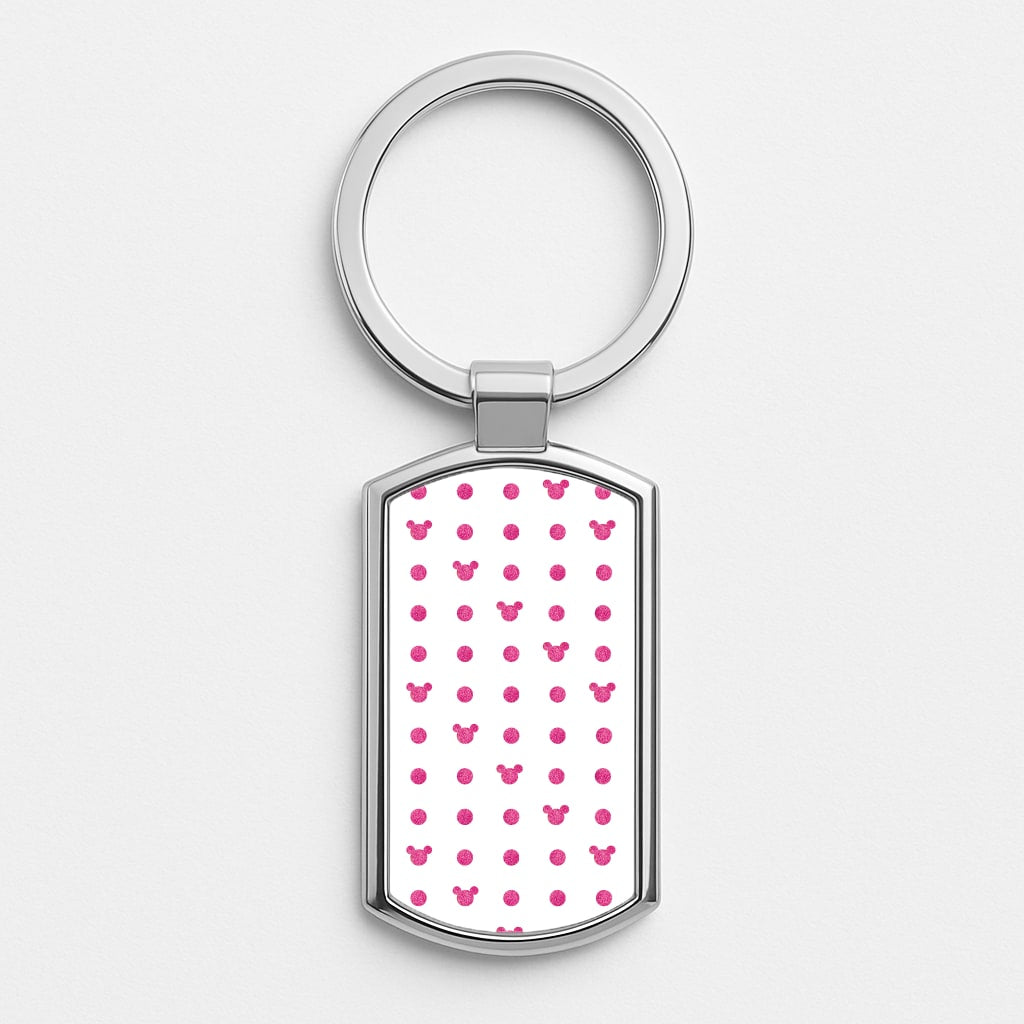 Mickey Polkadot White Fairytale Silver Keyring