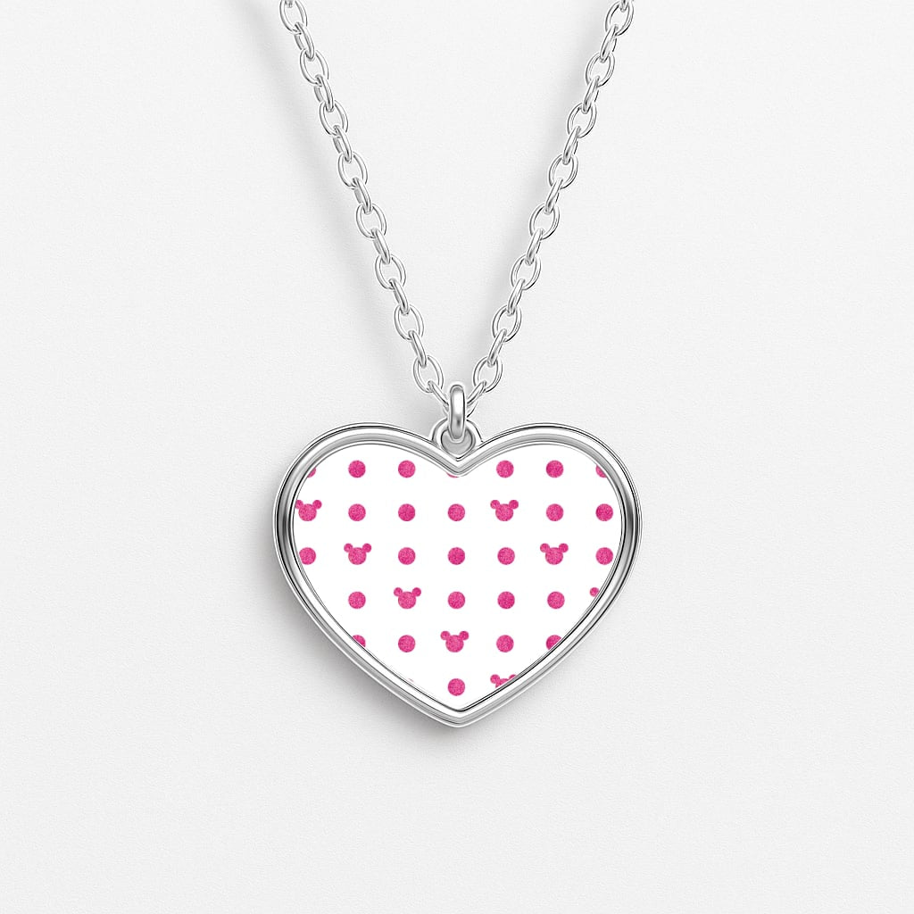 Mickey Polkadot White Fairytale Heart Necklace