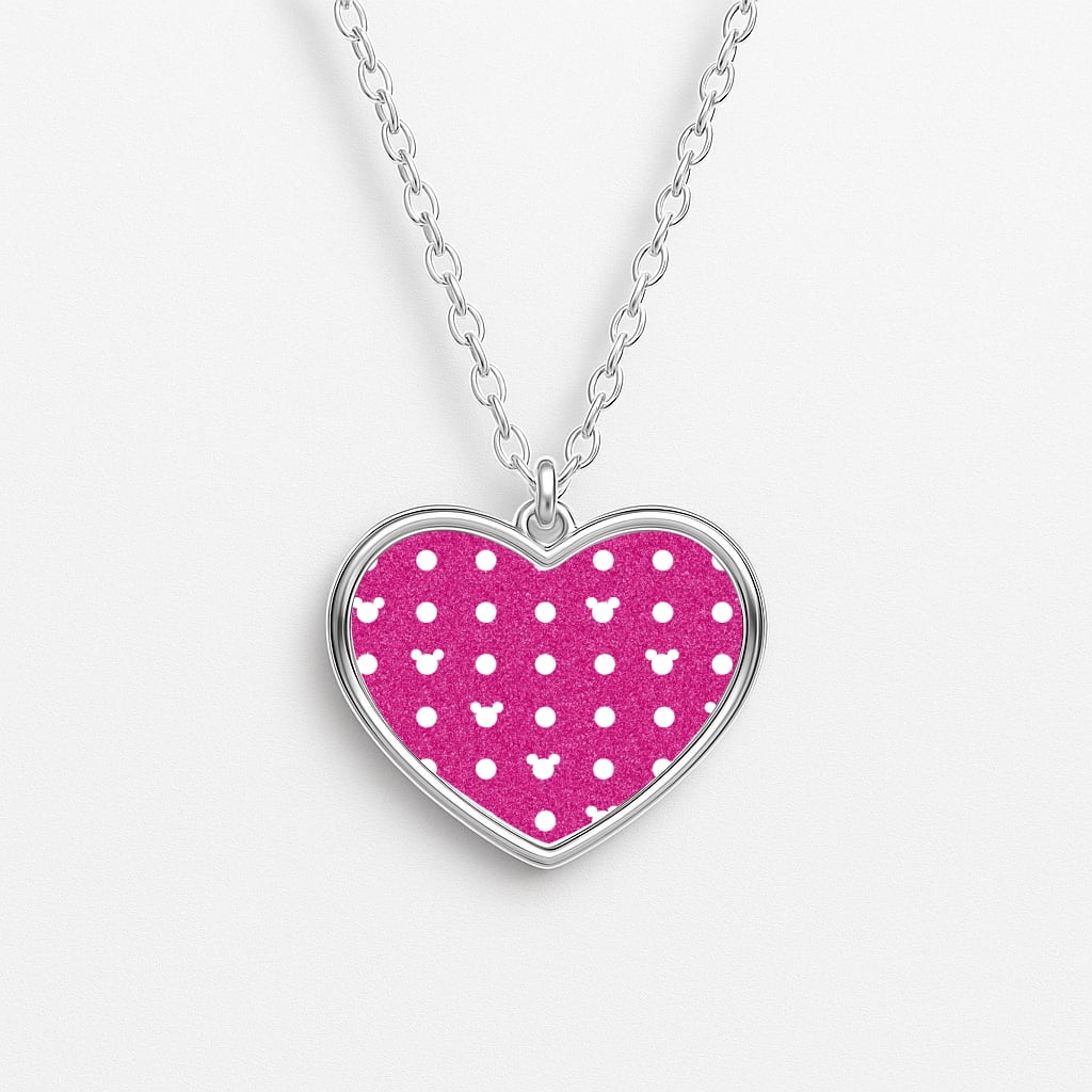 Mickey Polkadot Pink Fairytale Heart Necklace