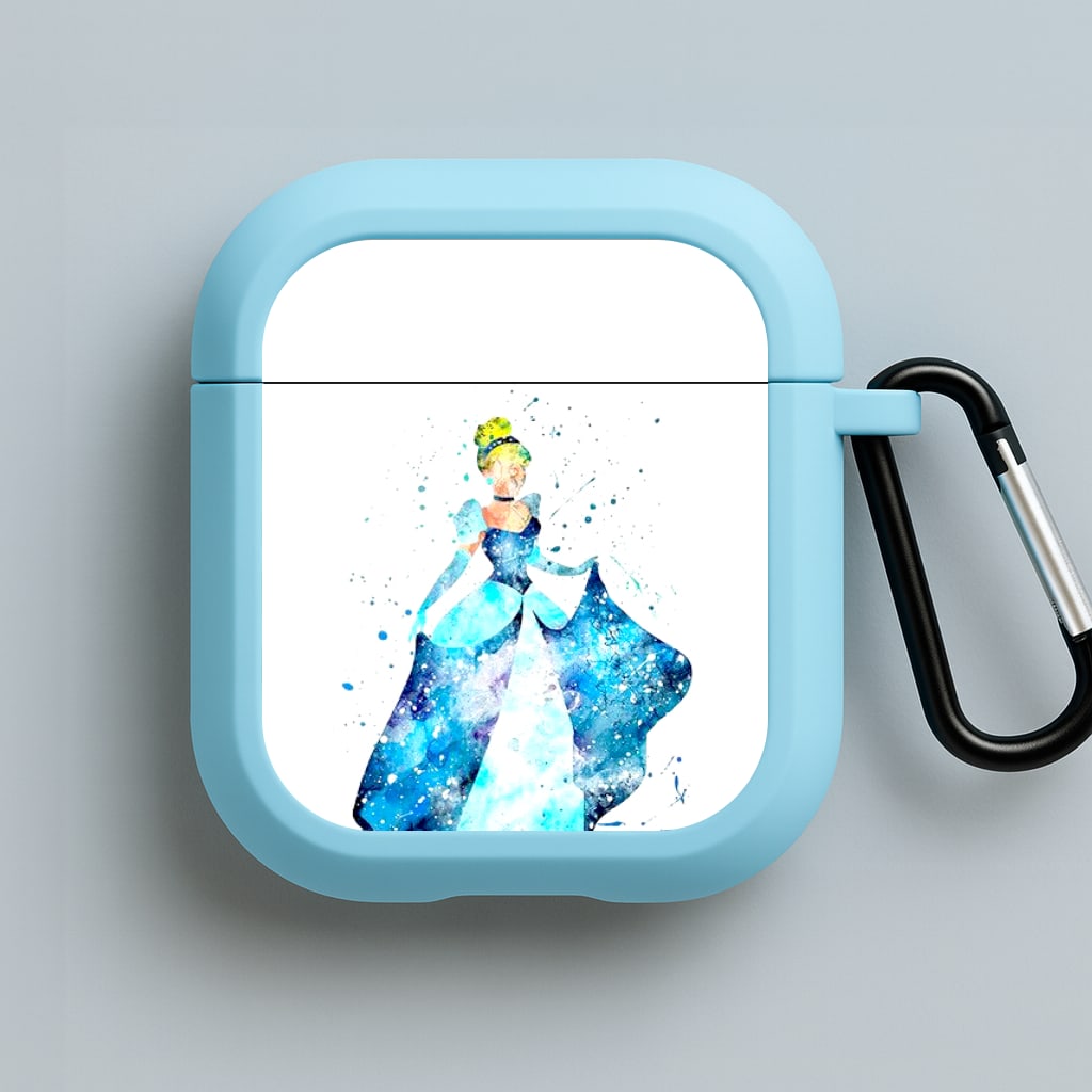 Watercolour Cinderella Fairytale Blue AirPods Case