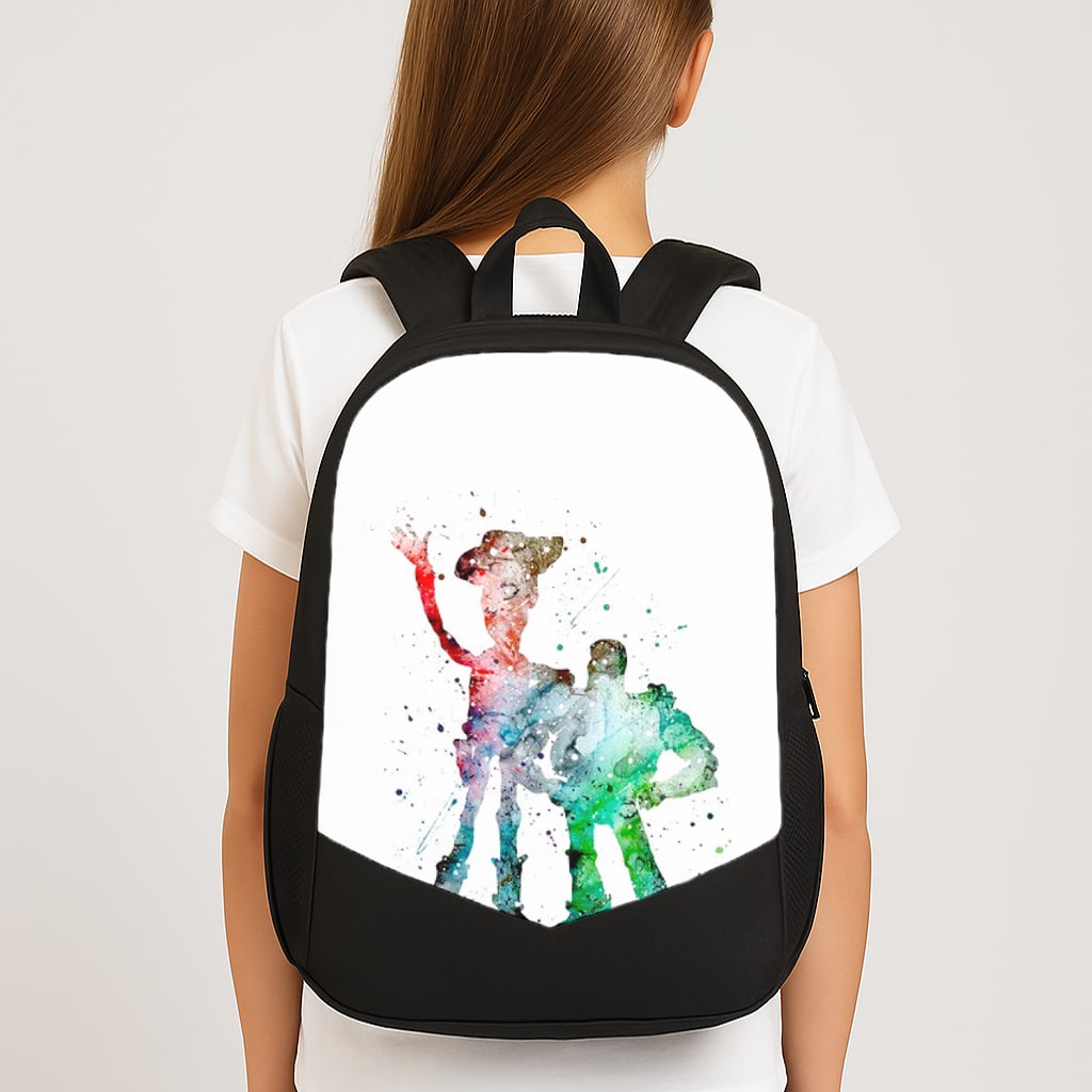 Watercolour Woody & Buzz A Story of Toys Fairytale Large School Bag