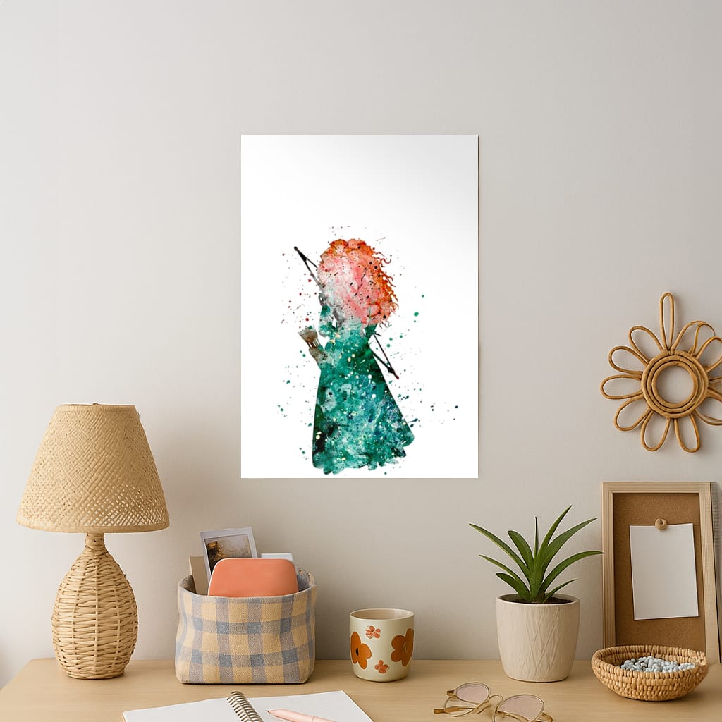 Watercolour Princess Merida Brave Fairytale Art Print