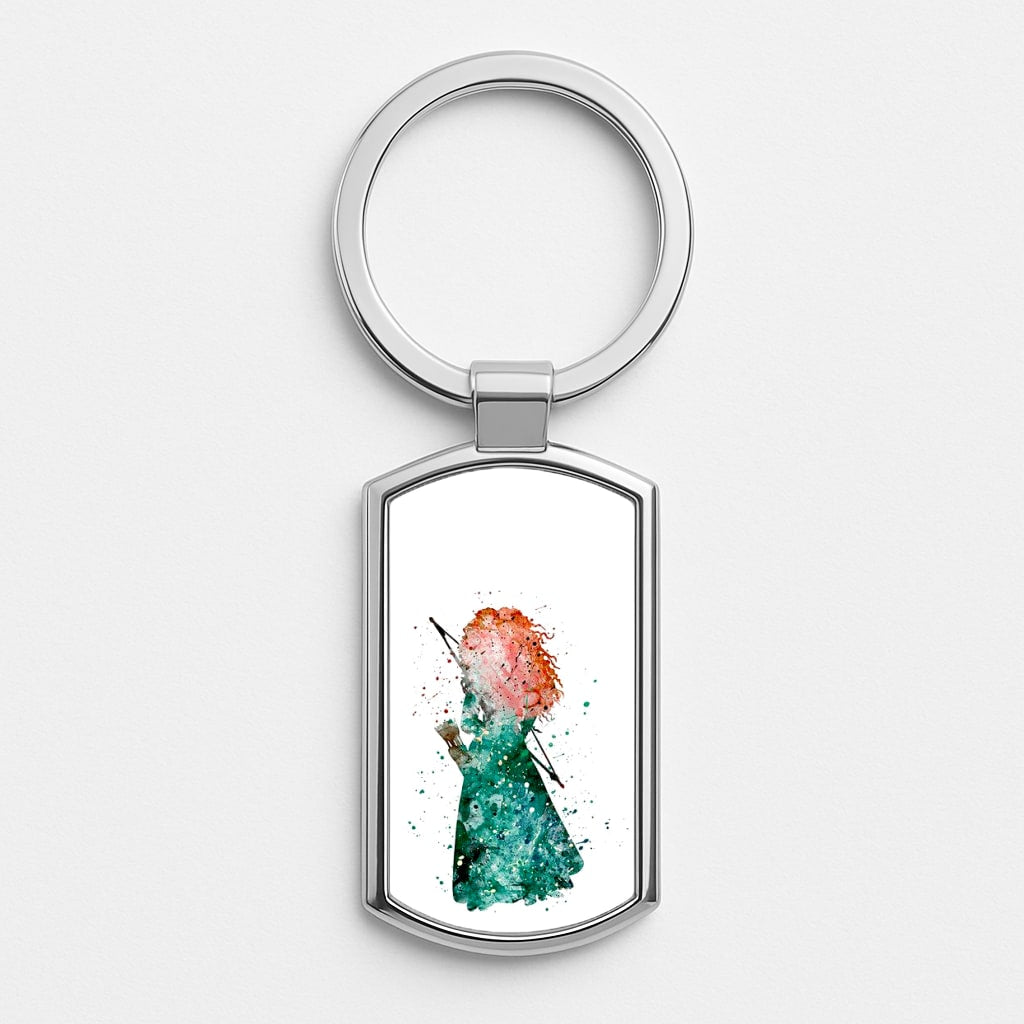 Watercolour Princess Merida Brave Fairytale Silver Keyring