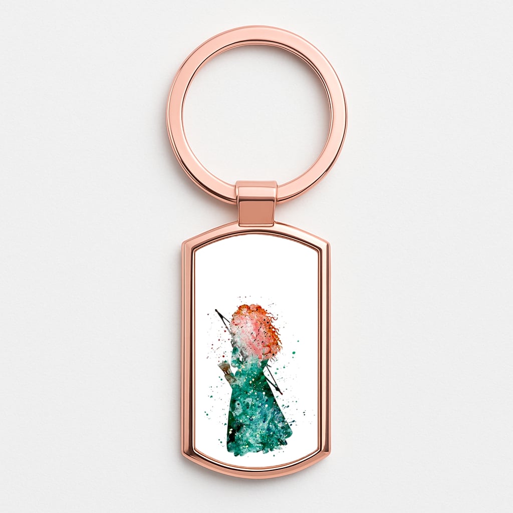 Watercolour Princess Merida Brave Fairytale Rose Gold Keyring