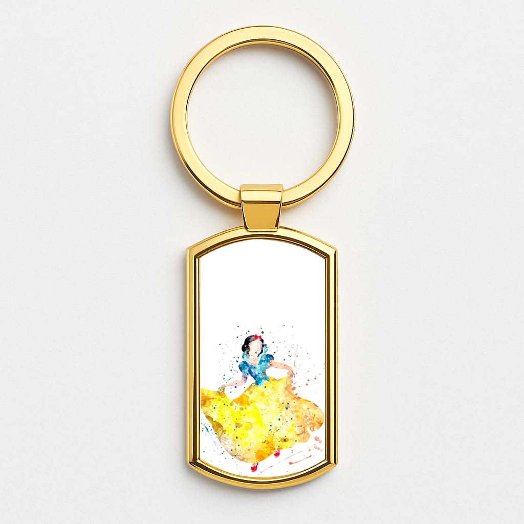 Watercolour Snow White Fairytale Gold Keyring