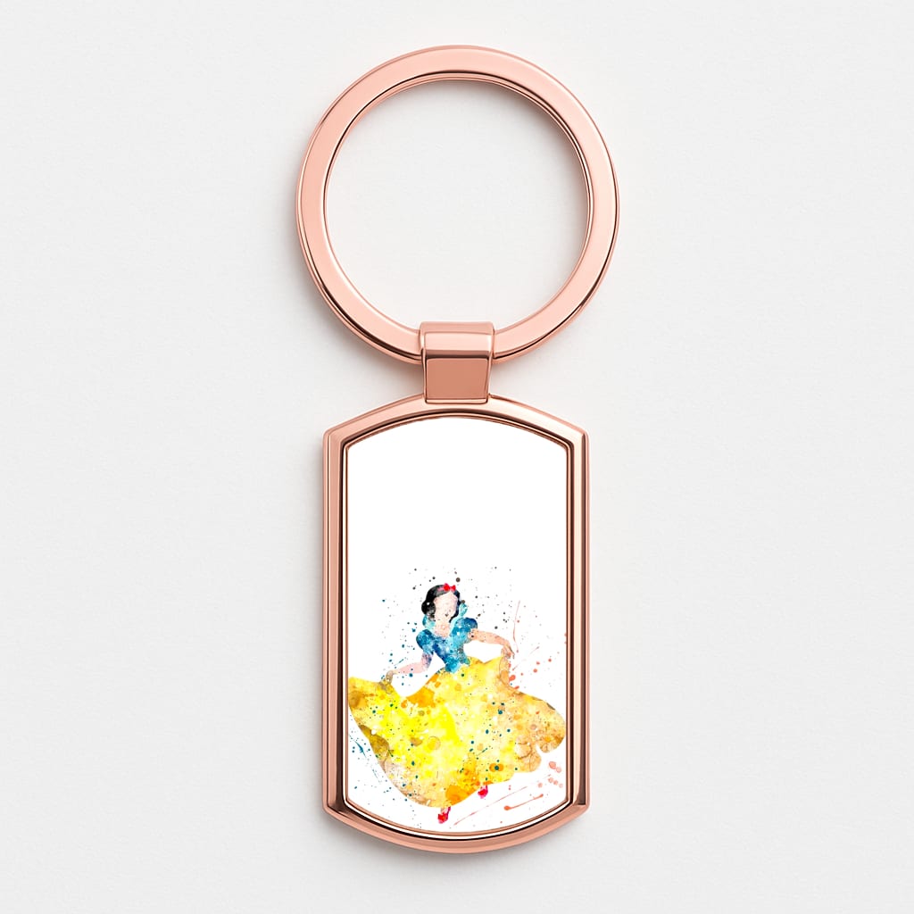 Watercolour Snow White Fairytale Rose Gold Keyring
