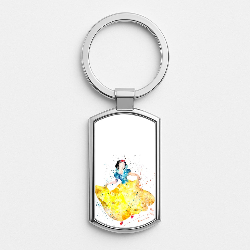 Watercolour Snow White Fairytale Silver Keyring