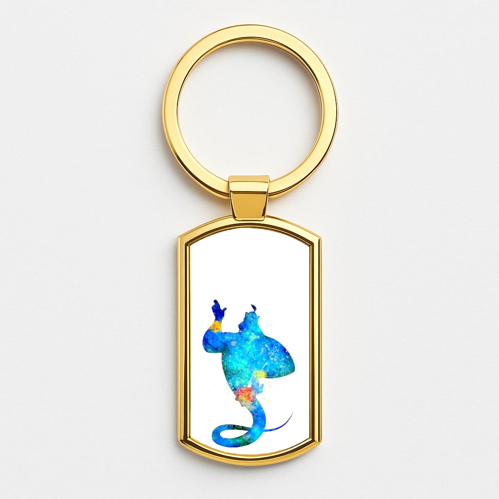 Watercolour Aladdin Fairytale Gold Keyring