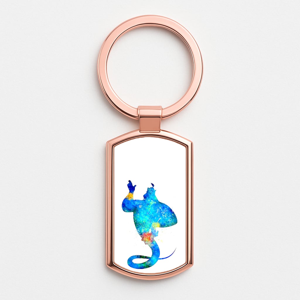 Watercolour Aladdin Fairytale Rose Gold Keyring
